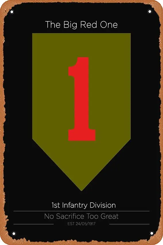 1-е пехотное подразделение США, военные подразделения muecddoa, Ретро винтажный знак декоративный металлический оловянный 8x12 дюймов.