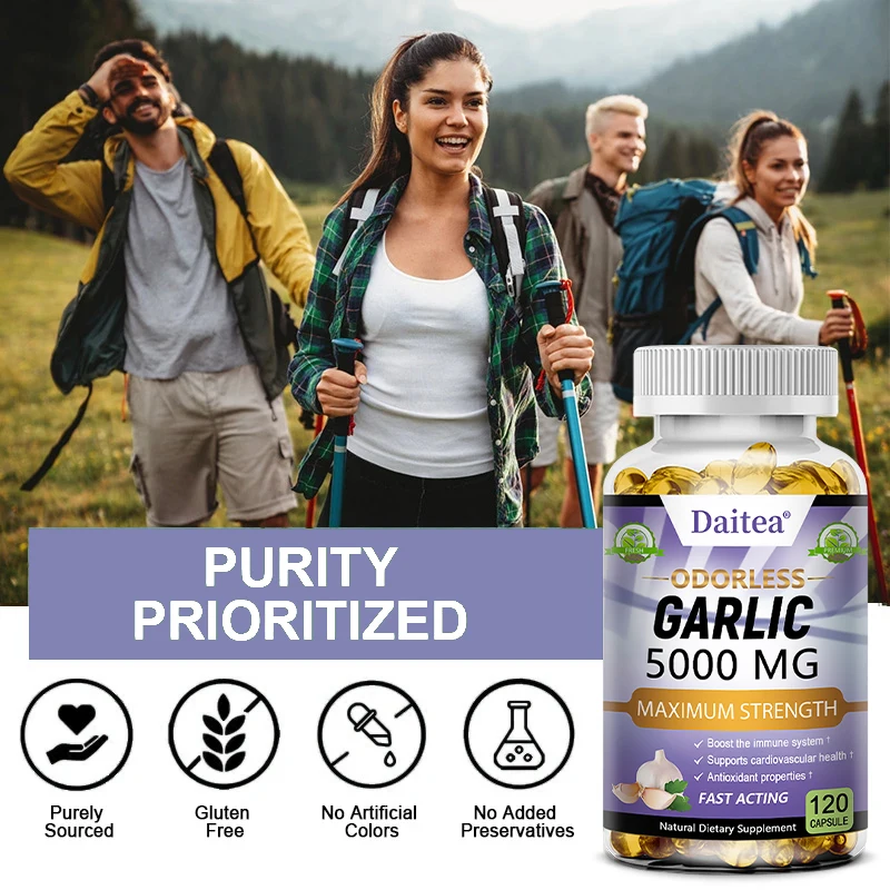 Garlic Extract Capsules 5000mg Balance Cholesterol Help Immunity Heart Health Detoxification Cleansing digestive capsules