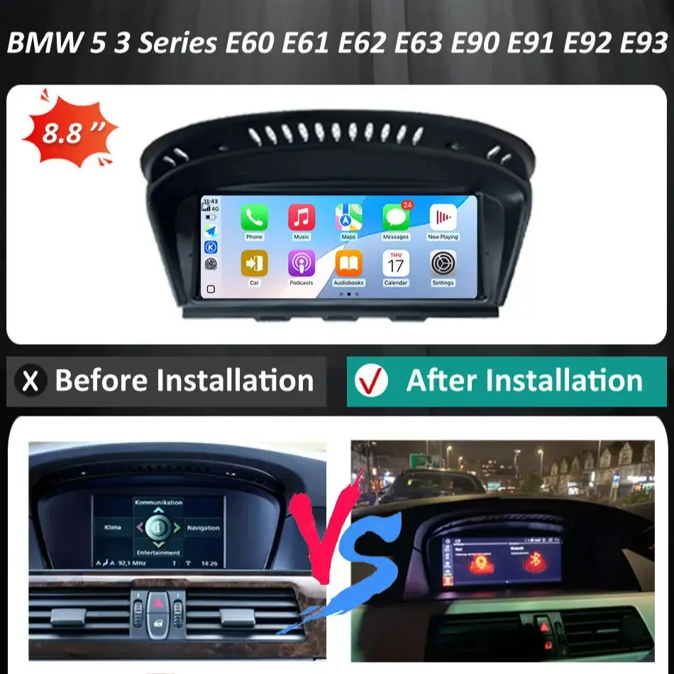 Wireless CarPlay Android 16 Autoradio Multimediale Per BMW Serie 5 3 E60 E61 E62 E63 E90 E91 E92 E93 CCC CIC GPS WIFI Wired Auto - Image 6