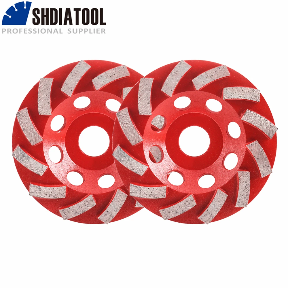 Diameter 4.5" (115mm) Diamond Grinding Cup Wheel Concrete Grinding Disc Segmented Turbo Type Sanding Disc Wheel 2pcs SHDIATOOL