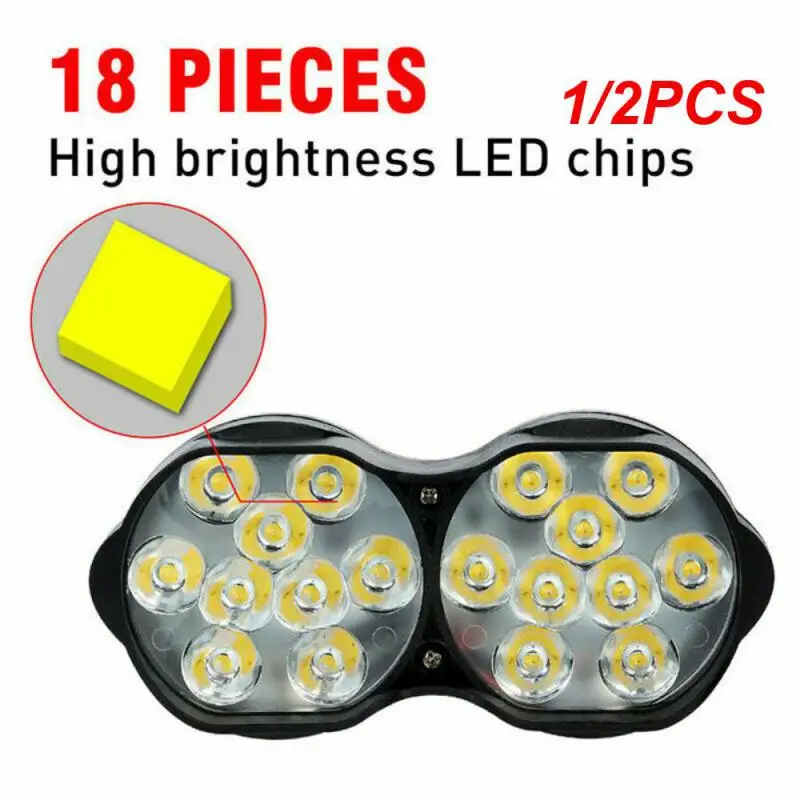 

1/2PCS Super Bright Motorcycle Car Light 18 LED 40W Light Headlight Spotlights Headlamp