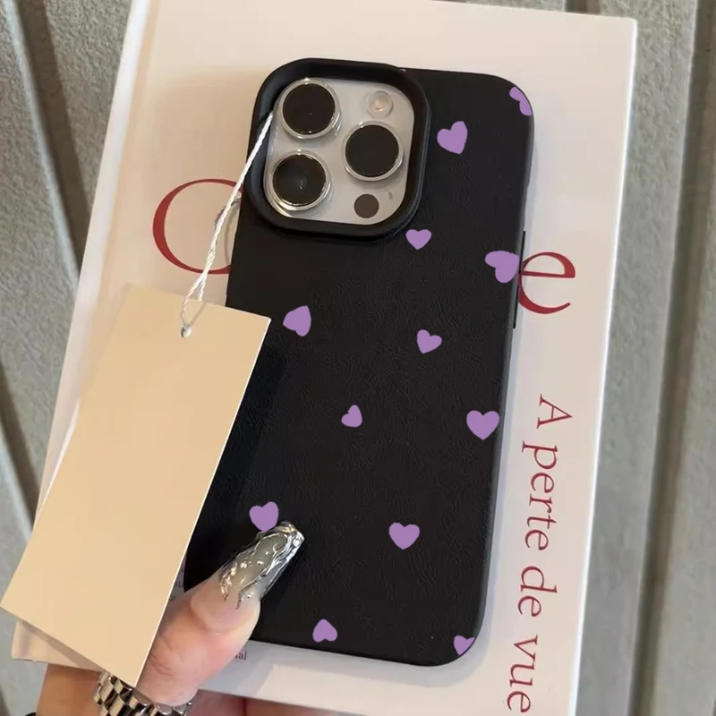 Purple Lychee Texture Love Heart Pattern Phone Case