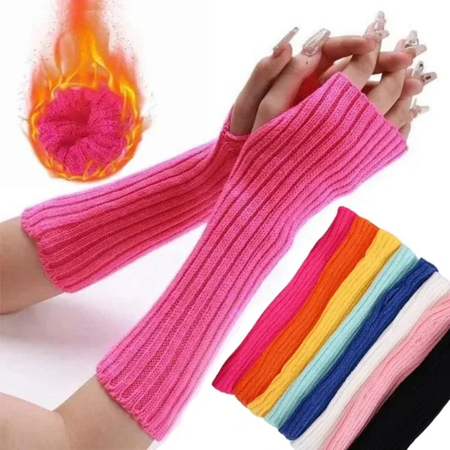 Stay warm and stylish with the Long Fingerless Gloves Women Mitten