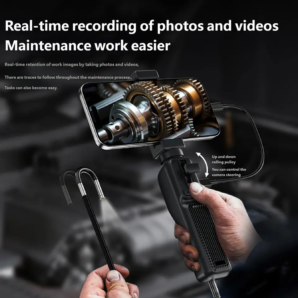 360° Two-Way Type-C Articulating 6mm/1M Endoscope Camera HD 1080P Borescope Car Inspection Industrial Endoscope For IOS Android image 2