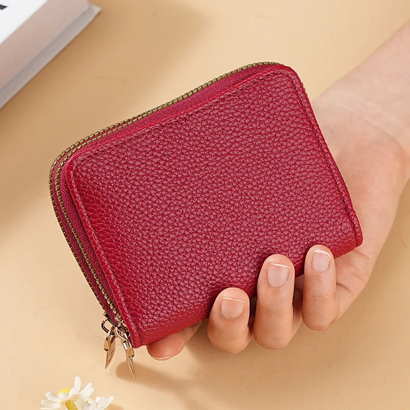 Stylish Women's Card Holder Wallet Double Layer Zipper, Multi-Function Compact Design for Cards & Cash, Small Portable Organizer 4