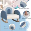 Kids Blue Rocking Chair with Solid Wood Frames, Plush Fabric, Anti-Tip Design for Kids Room, Nursery, Playroom, Preschool 5