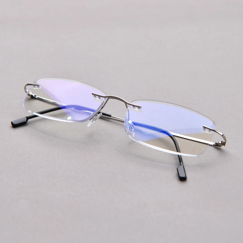 Rahmenlose Lesebrille Männer Anti Blaues Licht Computer Lupen Anti Müdigkeit Presbyopie Brille +1-+3,5