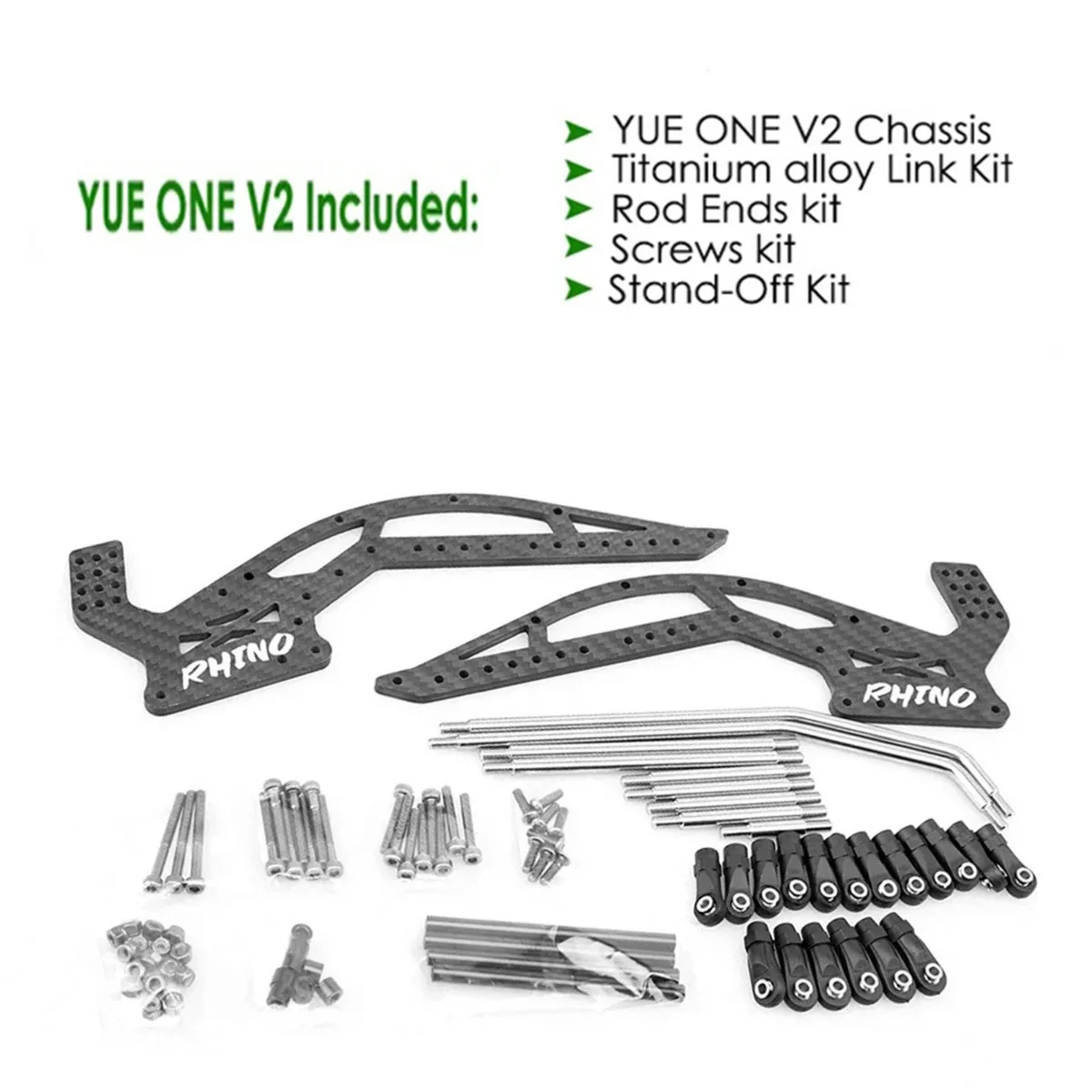 YUE ONE V2 Rhino 샤프트 MOA 전후방 포털 액슬 세트, RC 드라이브 샤프트 액슬 거치대, 탄소 섬유 섀시 프레임, 1/10 크롤러용