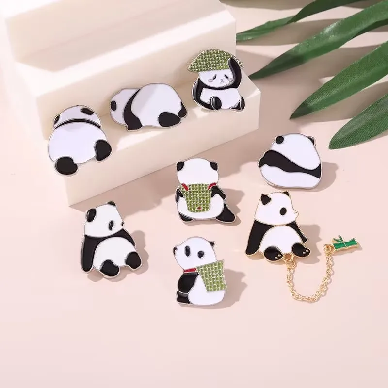 

29 Styles Little Panda Enamel Alloy Brooches Cute Gift Badge Cartoon Chinese Giant Pandas Brooch Emblem Backpack Decoration