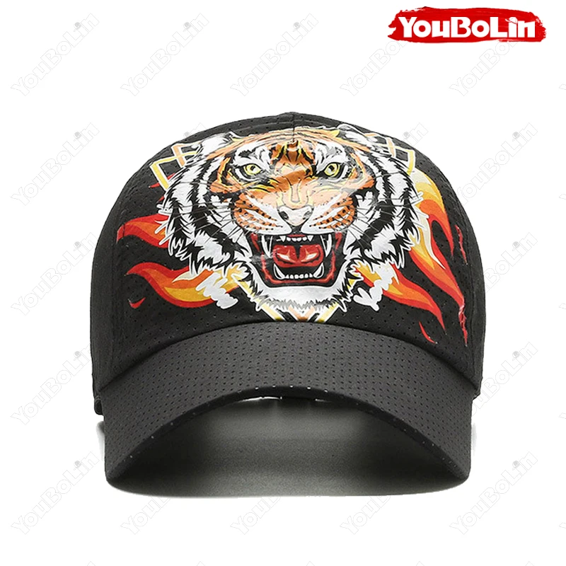 Tiger Print Baseball Cap Women Quick Dry Mesh Sun Hat Outdoor_voghion.com