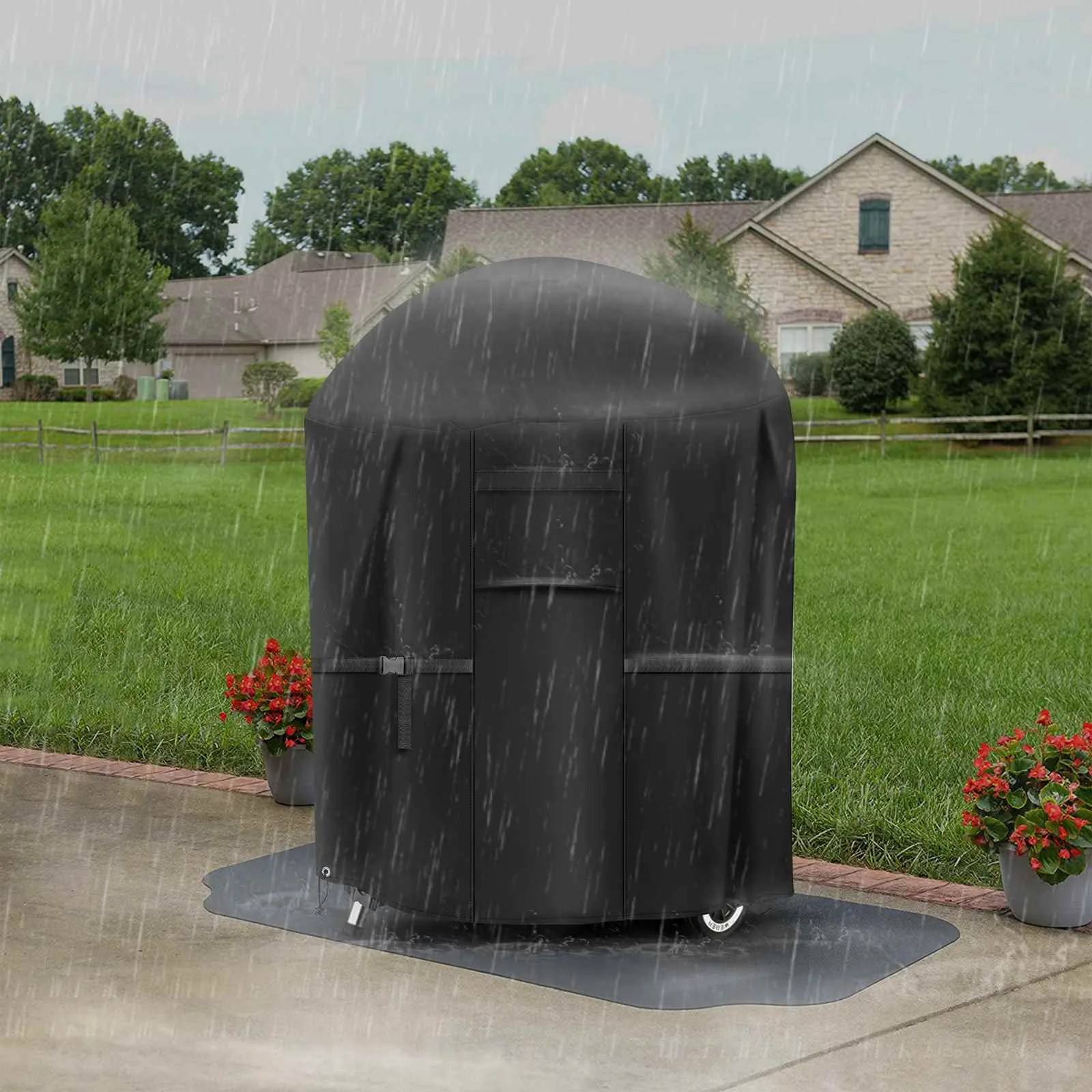 

Outdoor Grill Cover Charcoal BBQ Covers Rainproof Heavy Duty 600D Nylon With Bag For Weber Brinkmann Char-Broil Jenn Air Holland
