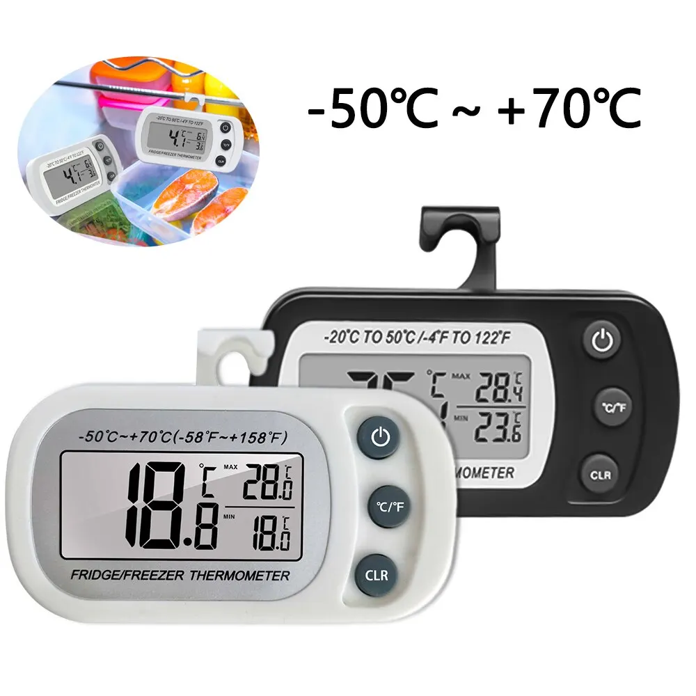 Digital Fridge Thermometer with Hook Waterproof Refrigerator Freezer  Temperature Monitor LCD Display Kitchen Home Bars Cafes - AliExpress