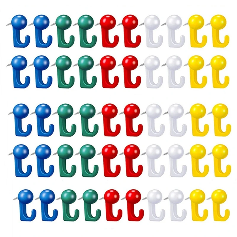 

50 Pcs for Creative Hook-shaped Push Pin Paper Photo Memo Document Steel Tack Decorative Hanging Hook for Cork/Message LX9A