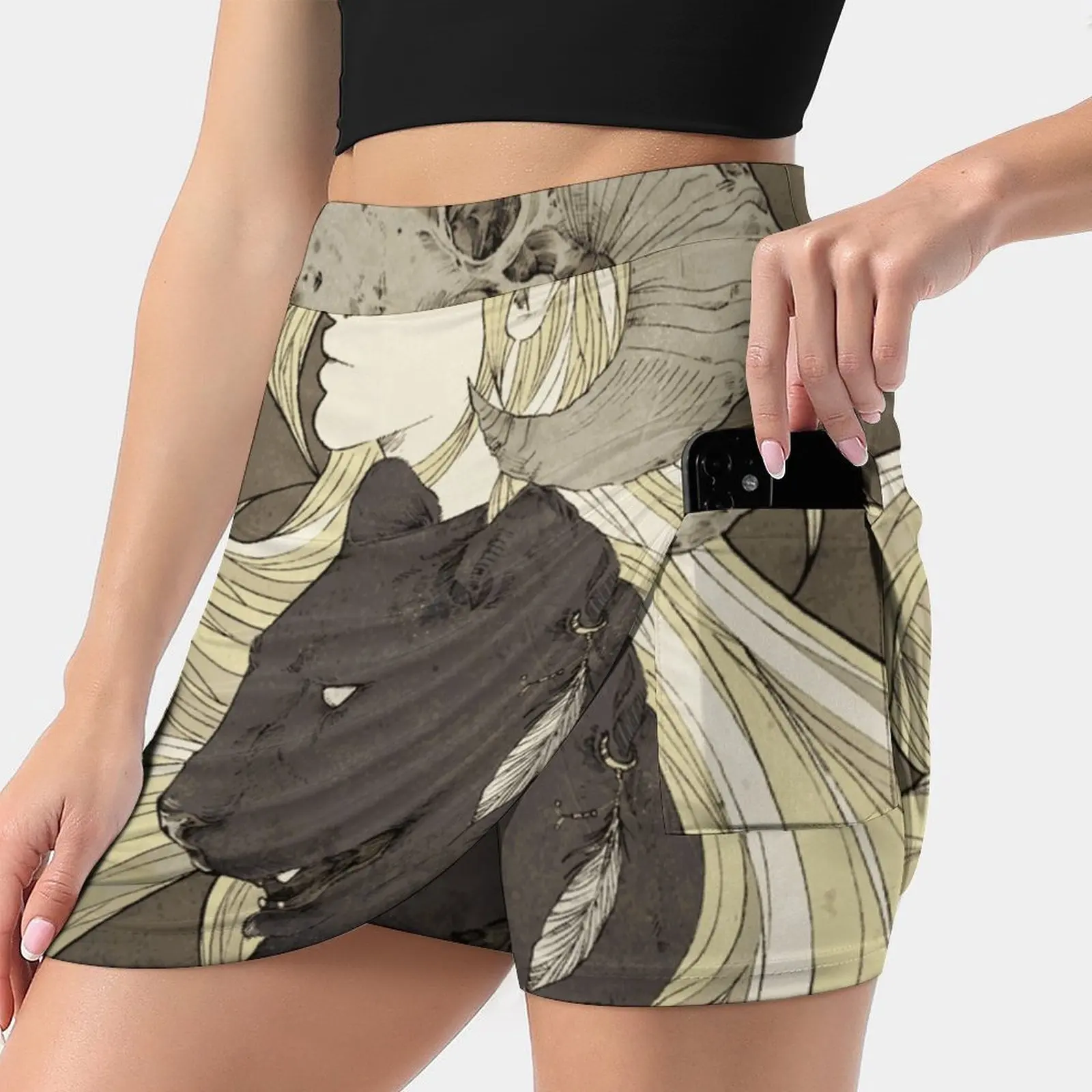 

Dreamcatcher - Looking Ahead Women'S Fashion Sporting Skirt With Pockets Tennis Golf Running Skirts Girl Monochrome Skull