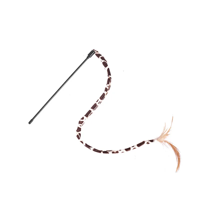 Leopard Print Cat Teaser Wand with Tweezer Design and Simulated Feathers