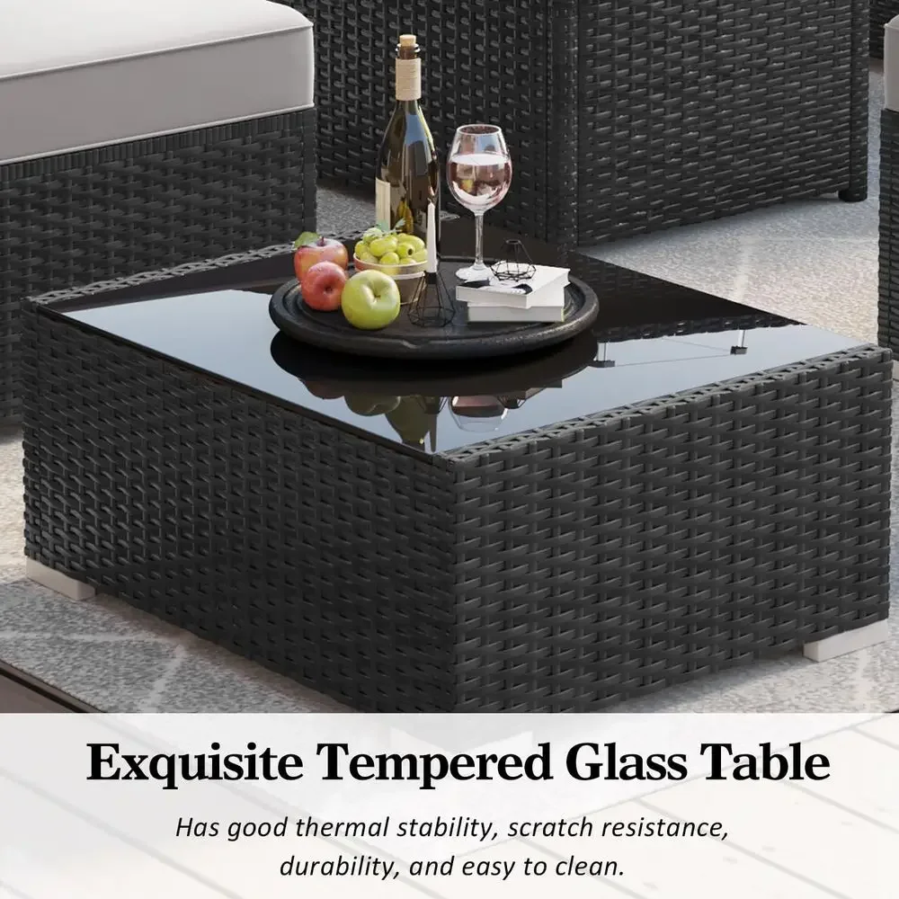 15-Piece Rattan Patio Furniture Set with Fire Pit 6