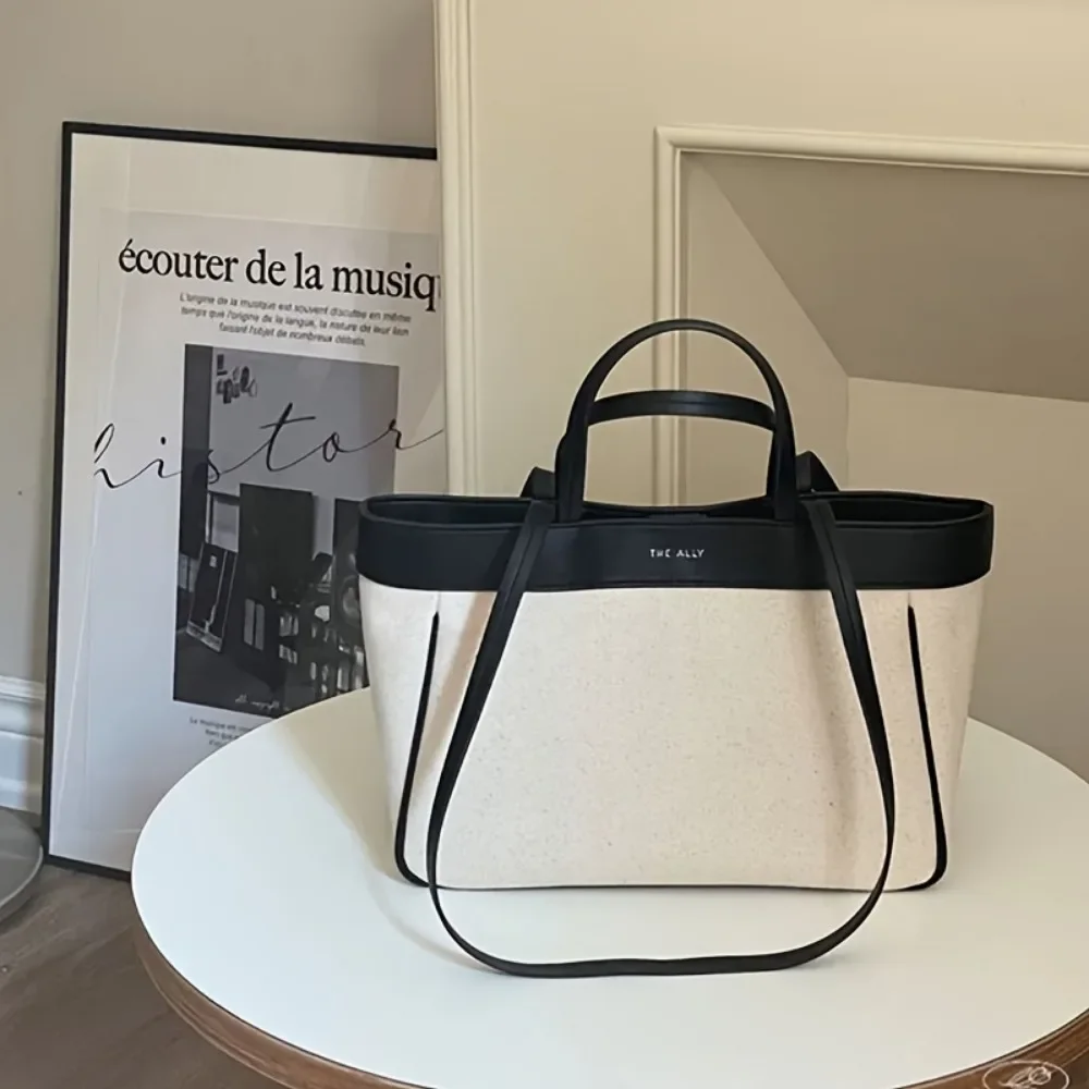 حقيبة كتف قماشية كاجوال للسيدات - حقيبة يد بلون مو...