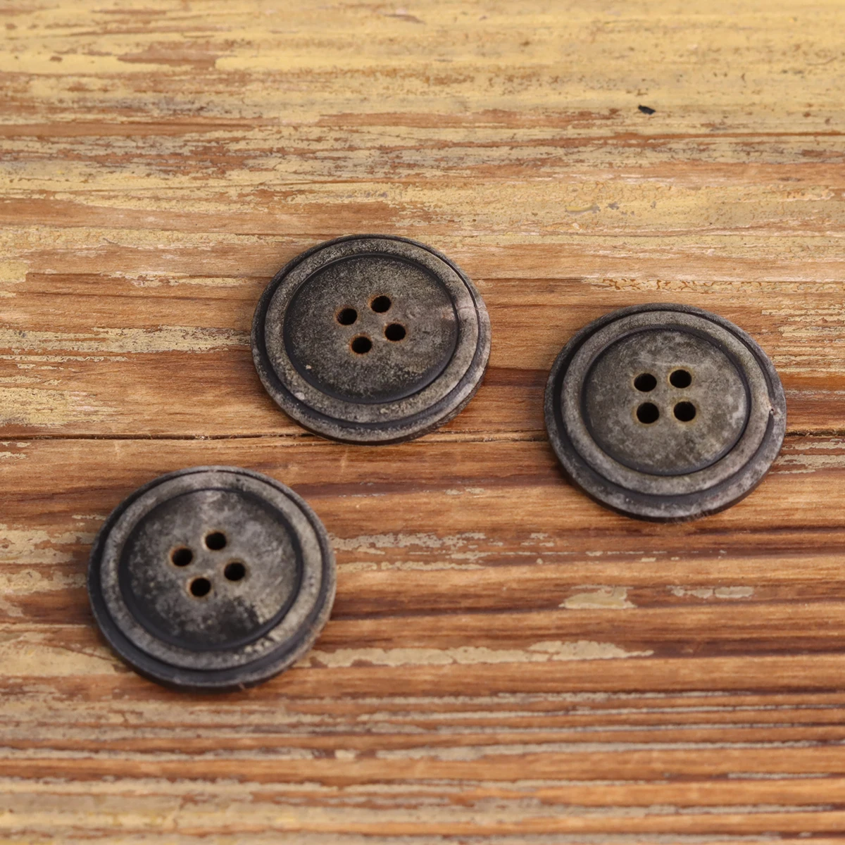 6pcs Grey Genuine Honr Buttons Scorched Black Vintage Old Designer Dull Polished Button Natural Coat Winter Sewing 3