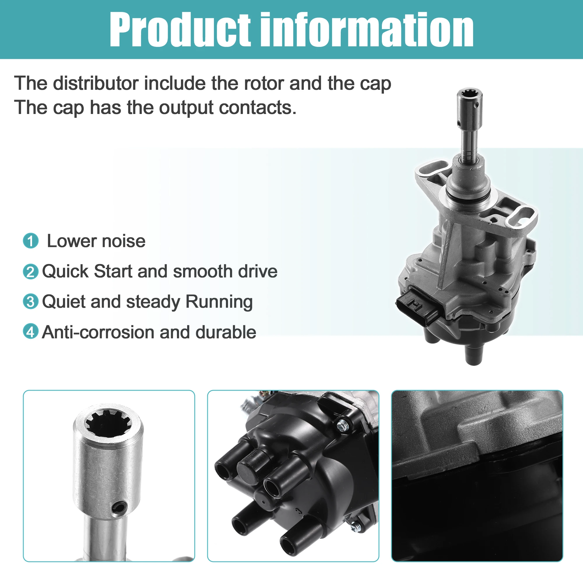 Uxcell Replacement Ignition Distributor for Nissan D21 Hardbody Pickup 1996-1997 22100-1S701 22100-1S702 With Cap and Rotor