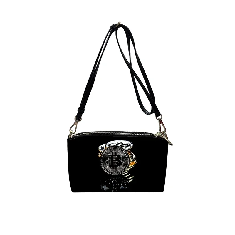 Bitcoin money currency PU Crossbody Bag 2023 New Women's Fashion Shoulder Bag Minimalist Small Square Bag for Women