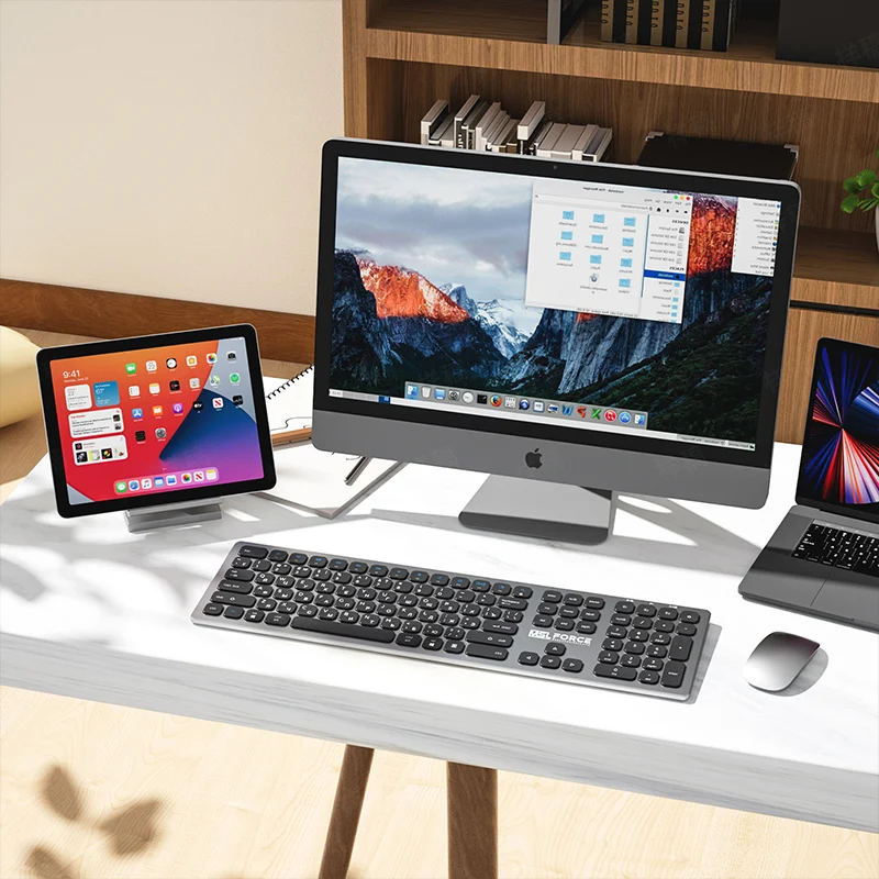 clavier sans fil bluetooth russe avec hub de type alliage du ordinateur de bureau