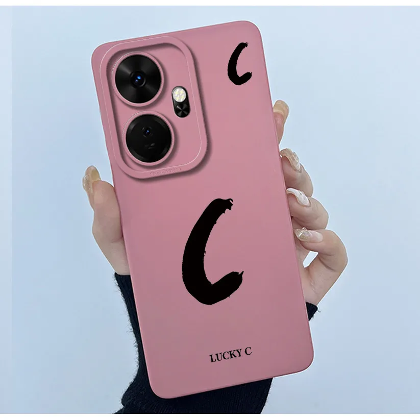 Shockproof Liquid Silicone Soft TPU Case with Lucky Initial Design