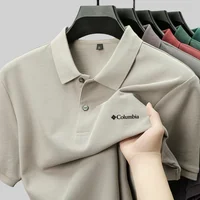 Polo homme 100% coton pur, manches courtes, été, confortable, respirant, t-shirt brodé de marque haut de gamme. 2