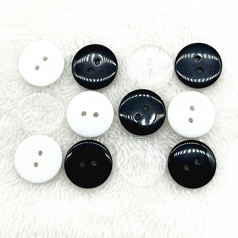 Description Picture 6 of item9mm---34mm Two Holes Transparent White Small Buttons Bread Round Resin Sewing Buttons Diy Clothing Accessories