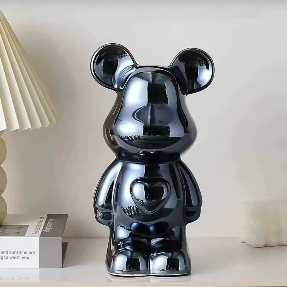 Keramische cartoon teddybeerfiguur, liefdesbeer ornament, kleine spaarpot voor de woonkamer, wijnkast, bureaudecoratie._voghion.com