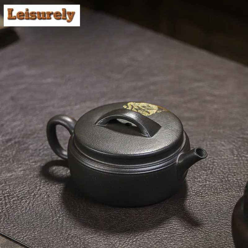 140ml Elegant Yixing Purple Clay Teapots Handmade Large Caliber Pot Raw Ore Azure Mud Kettle With Filter Zisha Tea Set Supplies