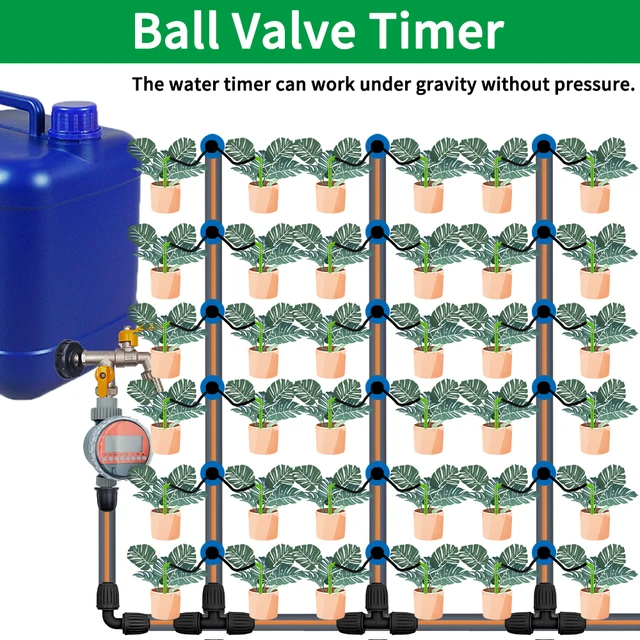 WUJIE Ball Valve Irrigation Timer Automatic LCD Watering Electronic Water Tank Controller Irrigator for Home Garden Greenhouse 6