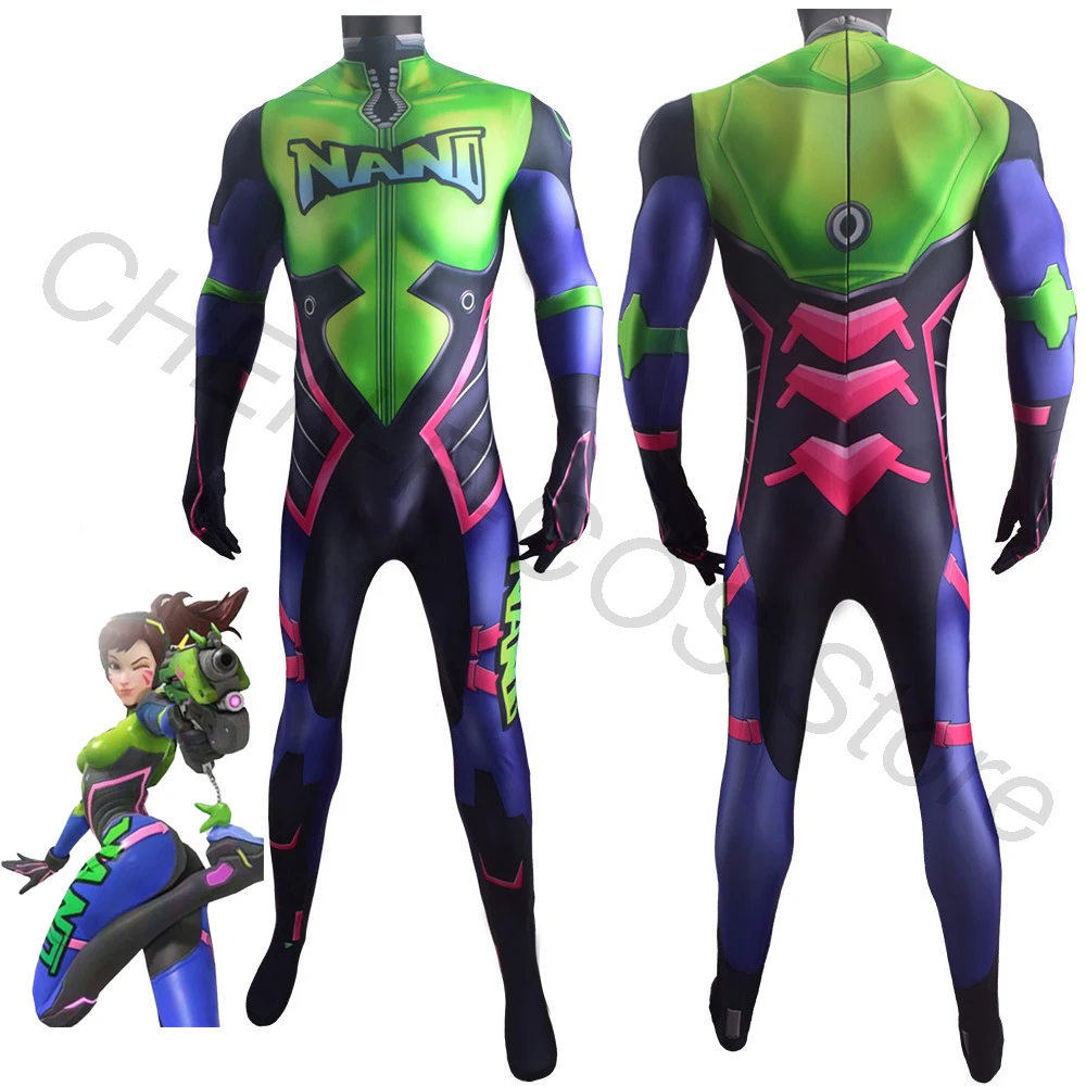 

Overwatch D.Va Cosplay Jumpsuit Green Tight Kid Adult Costume Game Role Play Uniform Halloween Christmas Carnival Full Set