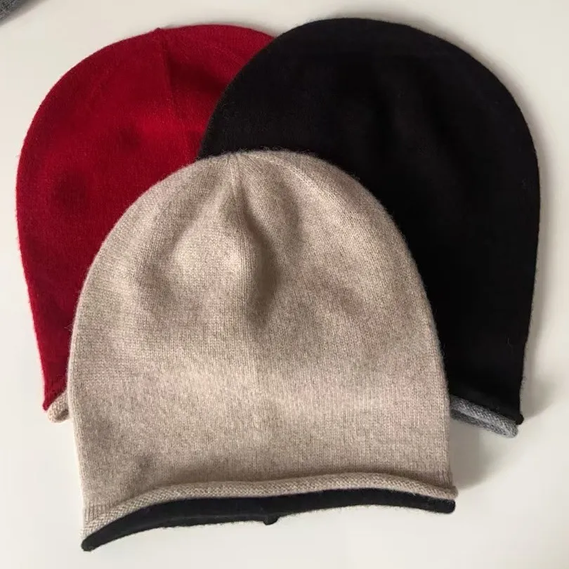 2025 Winter Unisex 100% wool Hats Outdoor Casual Keep Warm Solid Color Cashmere Knitted Beanie Hat Women /Men Skullies Caps
