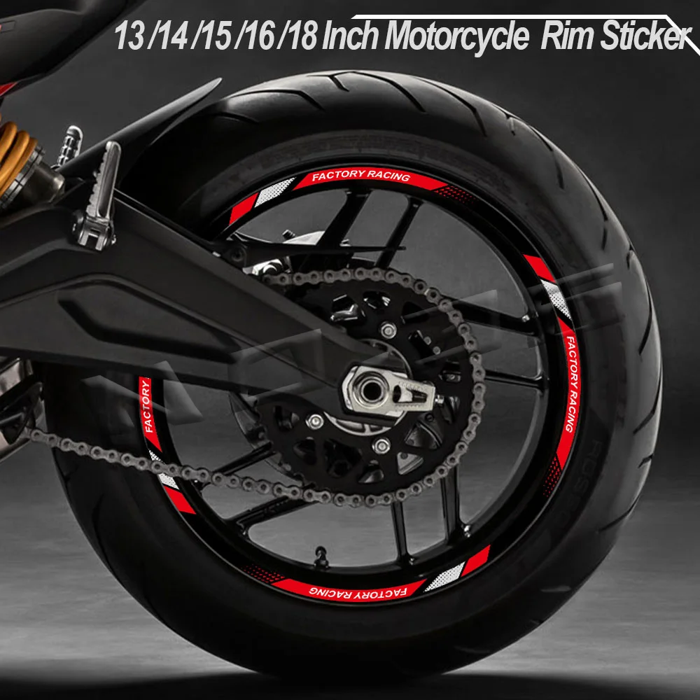 13 "14" 15 "16" 18 "Adesivo Per Cerchioni Per Moto Mozzo Riflettente Striscia Per Pneumatici Nastro Per Decalcomanie Auto Motocross Per Honda Yamaha