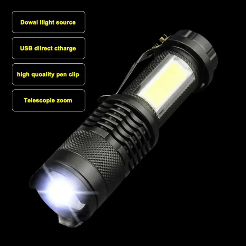 

USB Charging Flashlight LED Zoomable Waterproof Tactical Torch Lamp Outdoor Camping Light Super Bright Aluminum Alloy FlashLight