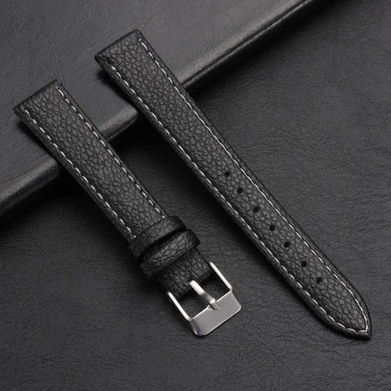Sleek Vintage Cowhide Leather Watch Band - Ultra-Thin Strap for Sport and Smart Watches