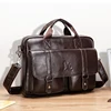 Genuine leather men's briefcase with double front pockets, large capacity computer bag, diagonal cross handbag 1