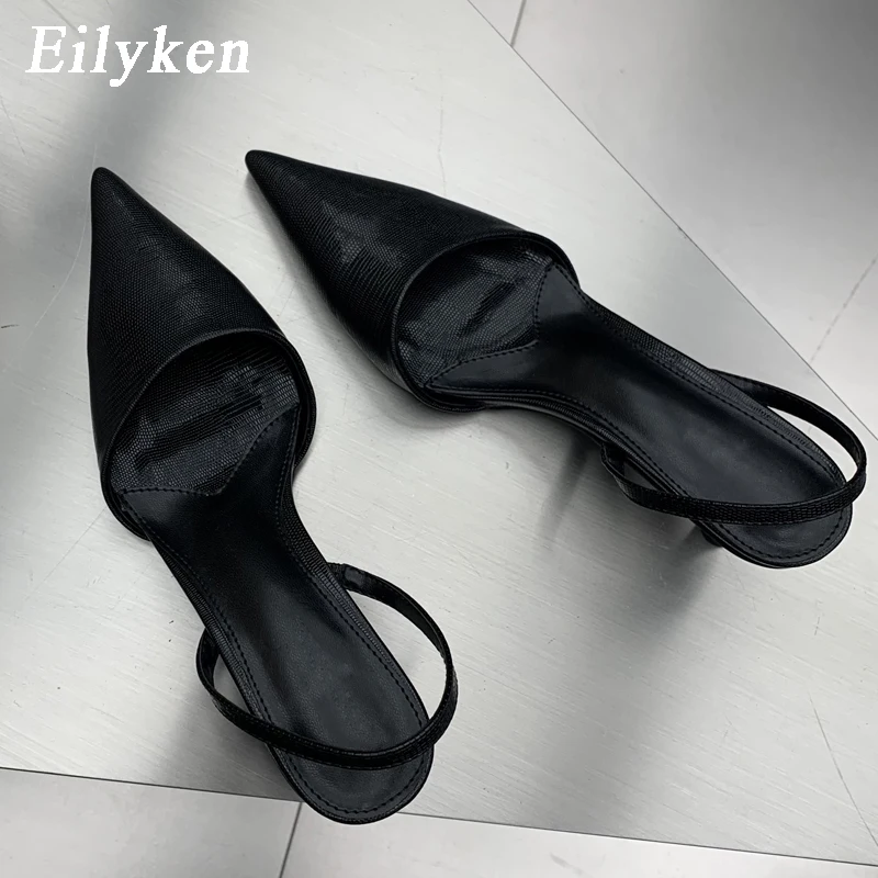 Eilyken Megmunkalás Ezüst- Nők Kiszivattyúz Szandál sexi Csúcsos Fokhagymagerezd slingback esküvői Félfogadás Magas légnyomású levegő heels öszvérek cipők zapatos Delaware mujer