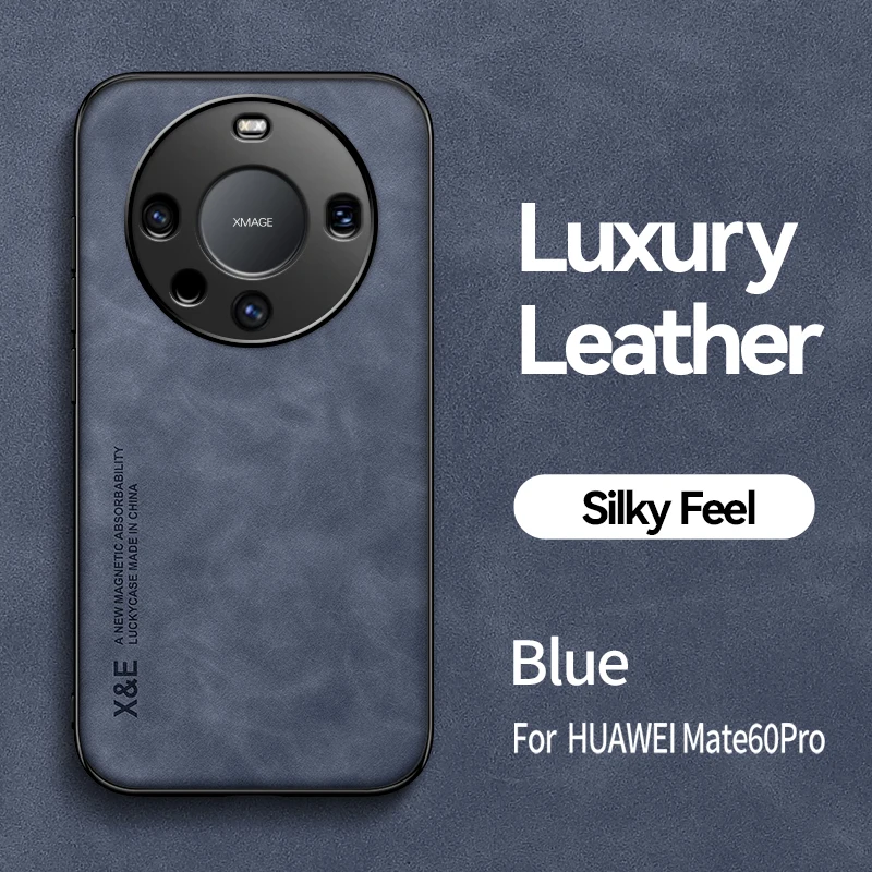 Luxury Leather Magnetic Phone Case with Metal Plate Holder