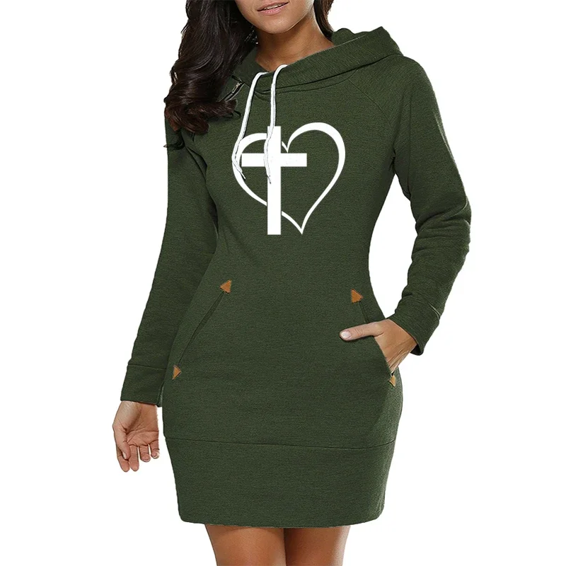 

New Fashion Womens Dresses Hooded Simplicity Pocket Zipper Neckline Daily Spring Autumn Ladies Casual Sports Dress