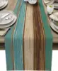 Turquoise Blue Green Wood Striped Linen Table Runners Dresser Scarves  Decor for Kitchen   Holiday Party 1