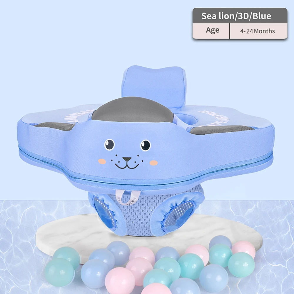 Mambobaby B504 Non-Inflatable Baby Pool Seat Float Summer Swimming Ring with Safety Seat for 4-24 Months Baby