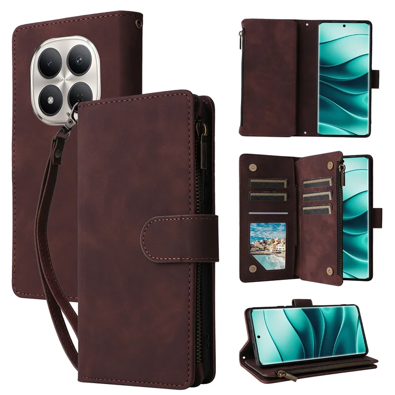 Premium Retro Flip Leather Zipper Wallet Card Case Cover