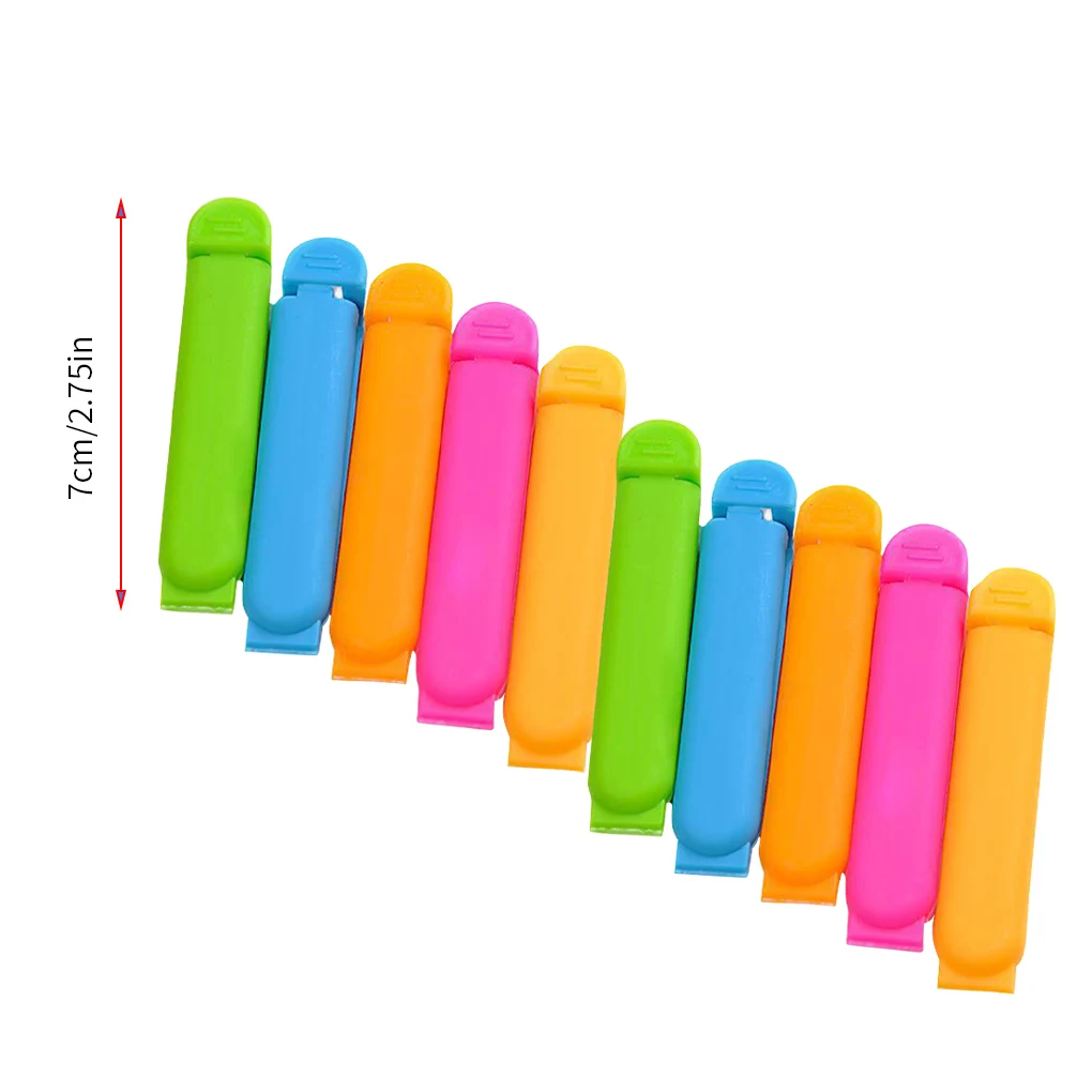 

7cm 10 Pieces Sealing Clips Sealer Organizer Clamps Kit Colorful Reusable Home Seal Tools Accessories Color Random