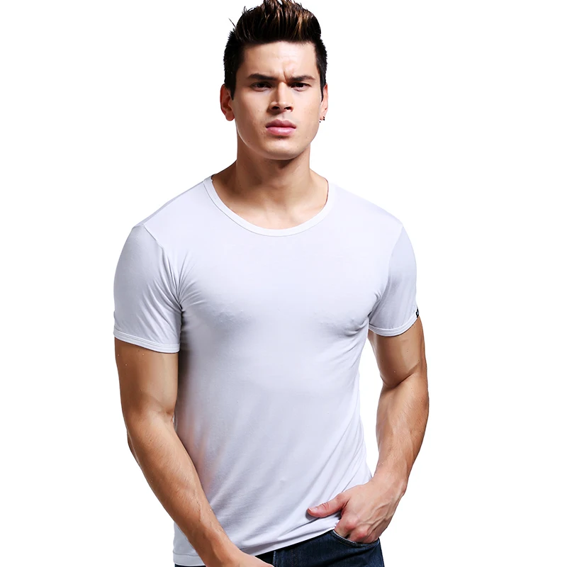 Men's Summer Short-Sleeved T-Shirt Thin Round Neck Tight Slim Vest