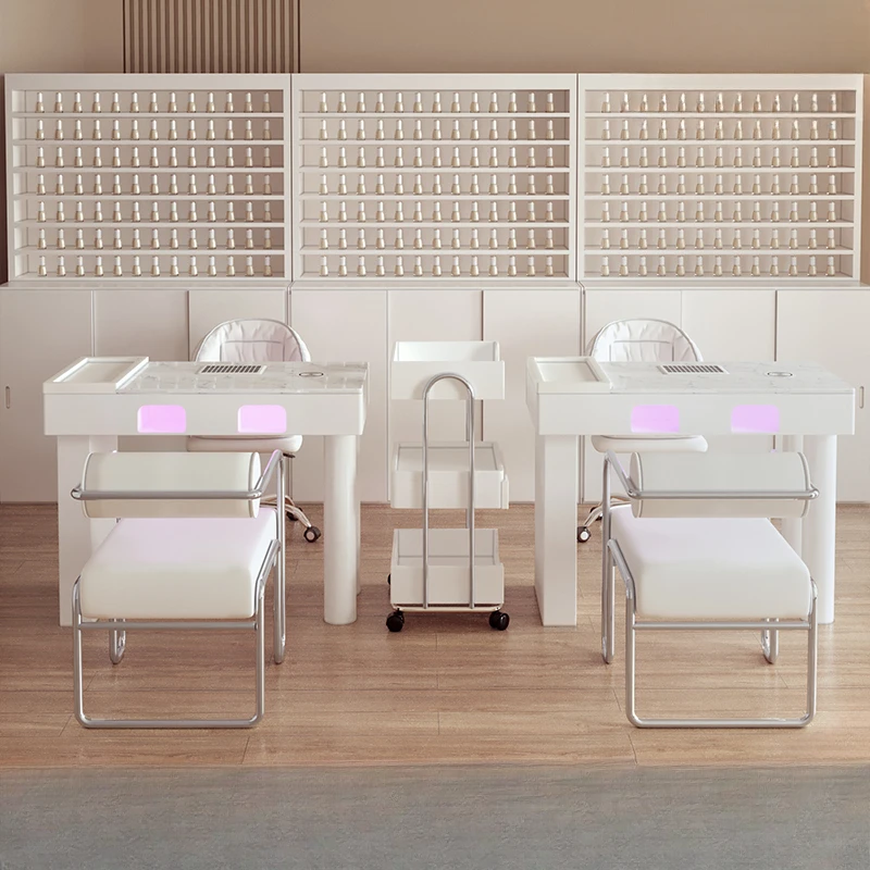 Conjunto de mesa e cadeira Nail Art, estilo M4, incorporado, de segunda geraรงรฃo, aspirador de alta potรชncia, luz vermelha do cozimento da lรขmpada