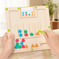 Wooden Shape Pairing Maze, Montessori Early Education Toys, Magnetic Shaped Walking Matching Game, Cognitive Colors And Shapes 1