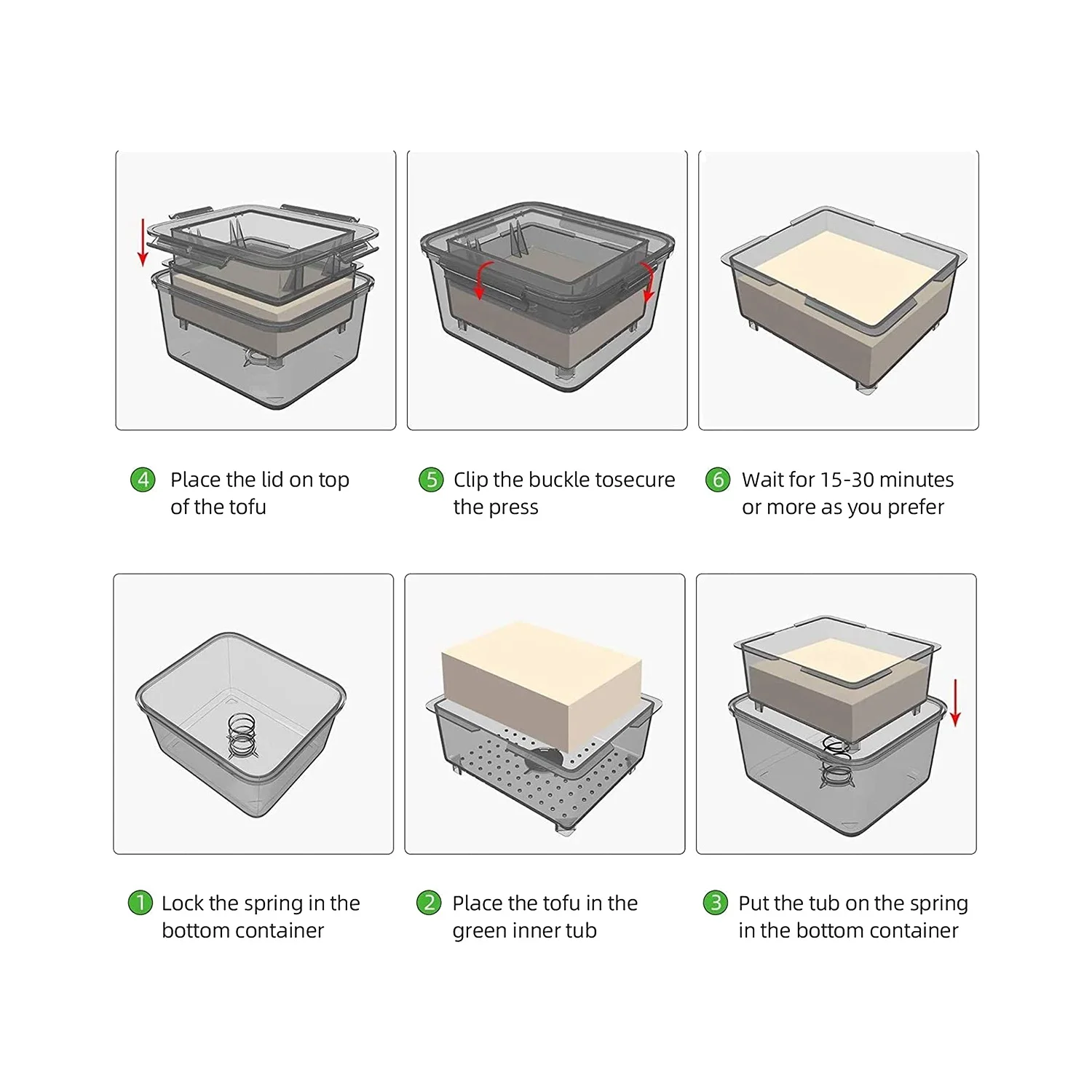 DIY Plastic Tofu Press Mold Homemade Tofu Mold Soybean Curd Making with Cheese Cloth Kitchen Cooking Gray