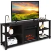 2-Tier TV Stand, Modern Entertainment Centers with Adjustable Shelves, Suitable for 18" Electric Fireplace (Not Included) 1