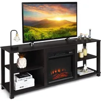 2-Tier TV Stand, Modern Entertainment Centers with Adjustable Shelves, Suitable for 18" Electric Fireplace (Not Included) 1